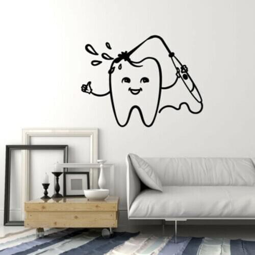 Vinyl Wall Decal Funny Tooth Dentistry Dental Clinic Stomatology Sticker Window Glass Art Mural Teeth Cleaning Wall Decor S1190