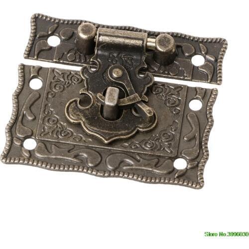 55mmx47mm Vintage Style Latch Wooden Box Hasp Pad Chest Lock Bronze Tone Antique