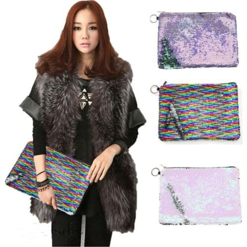 Women Glitter Sequins Fashion Handbag Zipper Wallet Evening Party Clutch Bag Wallet Coin Make-up Purse Clutch Handbag