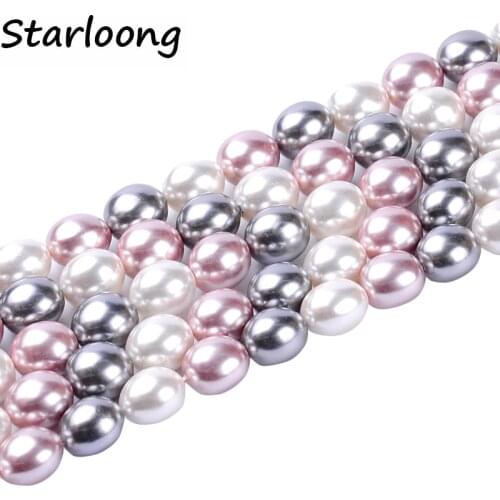 1pack/lot 13*15mm Fashion Oval Natural Shell Pearl Loose Spacer Beads Mixed Multi Colours DIY for Jewelry & Craft necklace