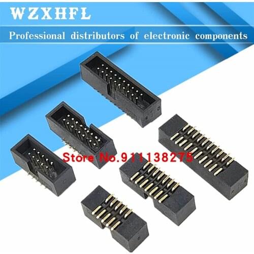 10 pcs 0.050" 1.27 mm Box Header Dual Row Position 8 10 12 14 16 20 26 30 34 40 50 60 Pin SMT SMD Vertical PCB Solder