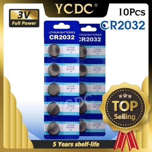 10pcs/lot CR2032 3V Lithium Battery For Watch Remote Control Calculator CR2032 2032 5004LC ECR2032 Button Cell Coin Batteries