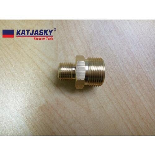 100% brass car washer hose connector one end Male M14*1.5 taper hole another end Male thread M22*1.5*14MM Hole dia.14mm