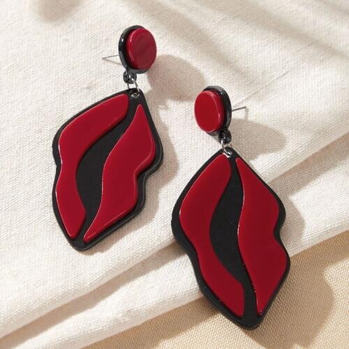 2020 Ins Glitter Acrylic Acetic Acid Lightning Flash Red Lip Arrow Heart Earrings Trendy Korean Fashion Chic Party Jewelry