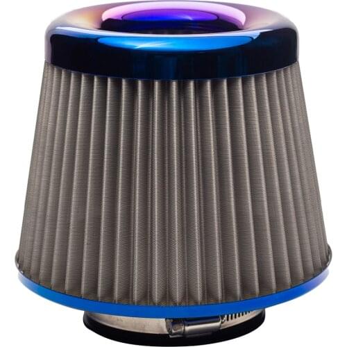3 inch 76mm Inlet High Flow Car Cold Air Intake Cone Dry Air Filter Burnt Blue Air Filters Automobile Replacement Accessories