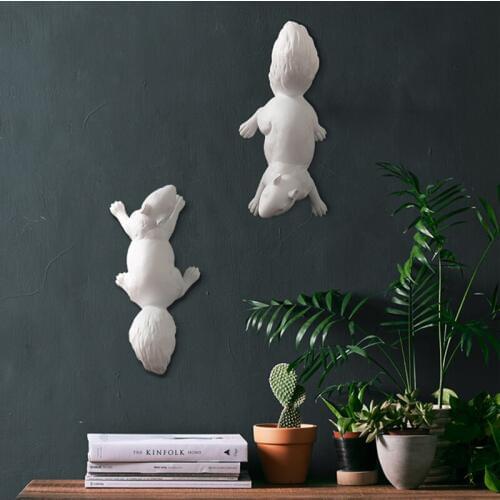 3D Squirrel Figures Resin Animal Sculpture Bar Restaurant Store Wall Decoration Pendant Living Room Wall Statues