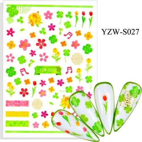 3D Nail Sticker Clover Leaf Plant Slider Nails Art Decoration Wraps Decals Cute Design Adhesive Manicure Tips Stickers Pegatina