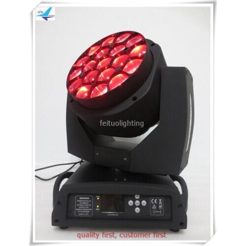 4pcs 19X15W Bee Eyes Beam Moving Head Light Zoom Wash Stage Light RGBW 4IN1 Beam Wash Disco Light