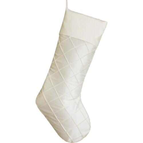 Free shipping Diamond Pintuck with faux silk Cuff white color Christmas stocking