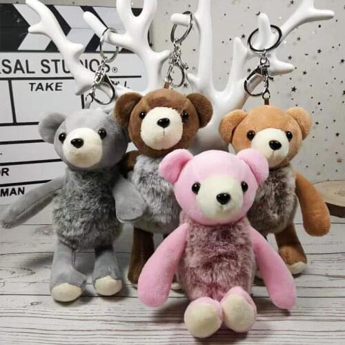 Boutique Cartoon imitating rabbit fur joint bear Plush Pendant Keychain bag ornament personality creative cute Christmas gift