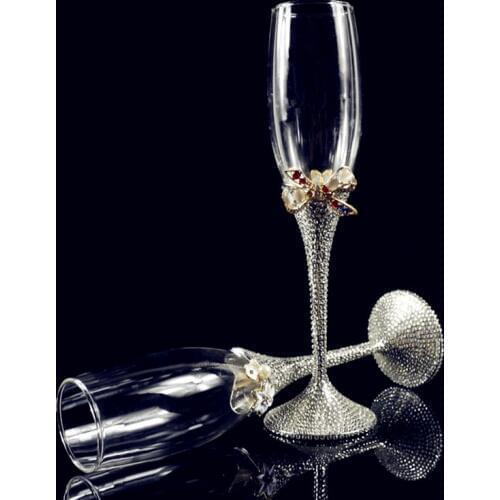 Colorful cups high grade water drill embellishment Champagne Cup bow tie heat-resistant glass cup and christmas