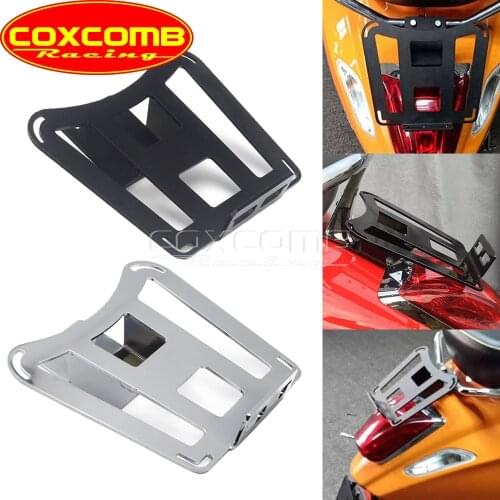 For VESPA Sprint Primavera 150 GTS 300 2017-2019 CNC Aluminum Black Chrome Rear Luggage Rack Bracket Shelf Cargo Carrier Support