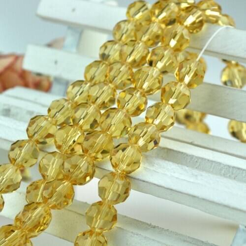 Hot Fashion 198Pcs/lot 6mm Champagne Faceted Crystal Glass Beads Round Ball Bead for Jewelry Making