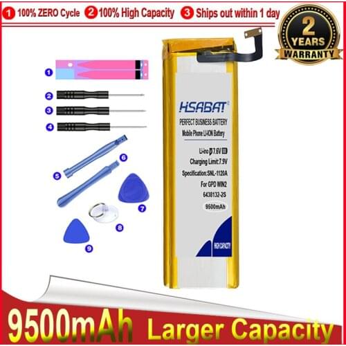 HSABAT 0 Cycle 9500mAh 6438132-2S Battery for GPD WIN2 WIN 2 Handheld Gaming Laptop GamePad Tablet Pc Replacement Accumulator
