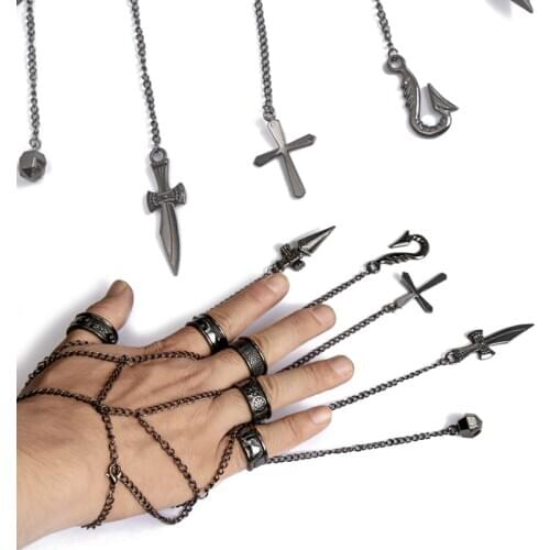 Cartoon Hunter X Hunter Rings Kurapika Cosplay Costume Prop Metal Ring Accessories Alloy Pendant Chain Figerrings For Anime Fans