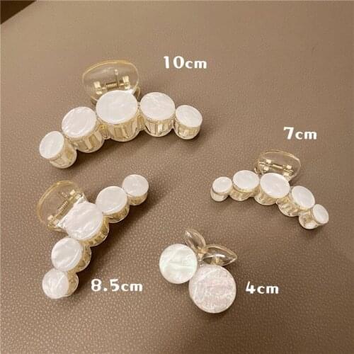 Korean 2021 Summer New Trendy White Acrylic Wafer Hair Claws Clips For Women Fashion Hair Accessories Ponytail Holder Tools