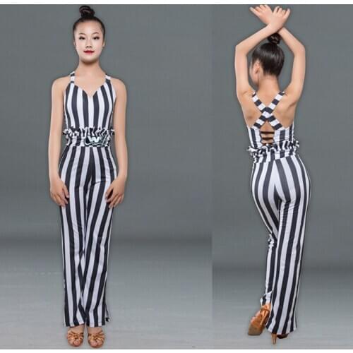 Latin Dance Costume For Girls Latin Stripe Practice Dress Salsa Stage Costume Latin Performance Clothes Tango Dance Wear BL4103
