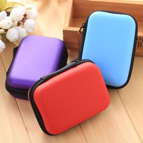 Square Earphone Storage Bag Leather Storage Bag Mobile Phone Data Cable Charger Large Capacity Storage Box Earphone Bag