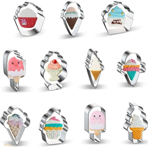 Summer Ice Cream Cookie Cutter Stainless Steel Biscuit Cut Mold Baking Fruit Cut Cake Mold Embossing Printing Die