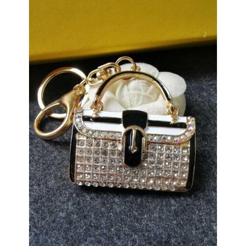 Min.15$ mix order Rhinestone handbag shoulder bag Keychain key ring zinc alloy diy decoration 51mm*55mm