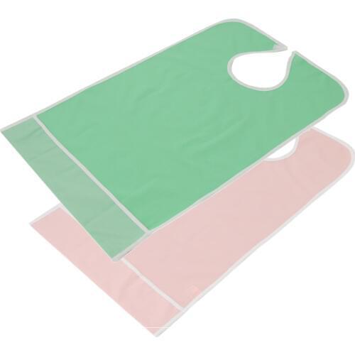 2 Pieces Reusable Elderly Bibs with Catch Pocket Meals Eating Feeding Apron Suit for Bedridden, Patients