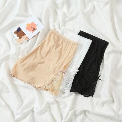 New Women Ultra-thin Safety Shorts Pants Summer Mid Waist Lace Panties Under Skirt Underwear Women Safety Short Pants Trousers
