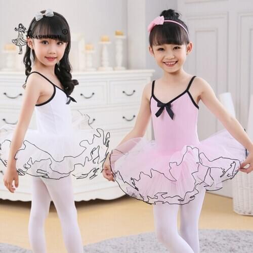 Suspender Tutu Costume Girls Children Ballerina Dress Kids Ballet Dress For Performance Dancewear Dress With Cotton Skirt