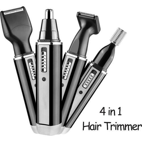 Professional 4 In 1 Hair Trimmer Rechargeable Hair Clipper For Men Waterproof Wireless Electric Shaver Beard Nose Shaver Tool