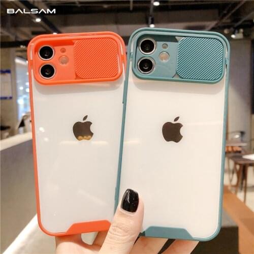 Transparent Slide Camera Lens Protection Phone Case For iPhone 12 Mini 11 Pro XS Max XR 7 8Plus SE2 Shockproof Bumper Back Cover