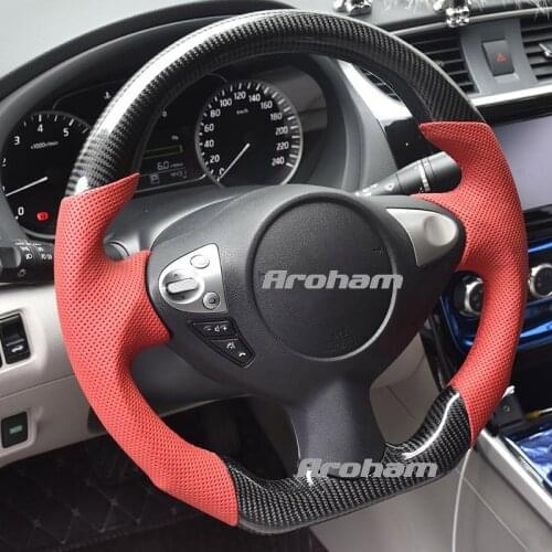Carbon Fiber Car Steering Wheel Customize For Infiniti FX35 FX37 QX70 For Nissan Tiida Juke 370Z 2009 2010 2011 2012 2013