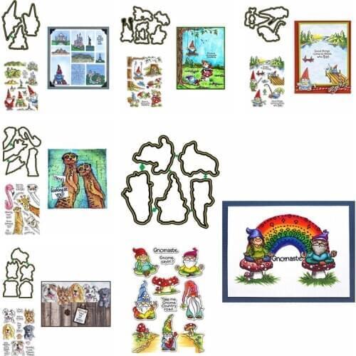 Gnomes animals Dwarf Dog giraffe Clear Stamps Coordinate Dies Stencil Metal Cutting dies DIY Scrapbooking Decorative Embossing