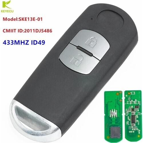 KEYECU Replacement Smart Remote Key Fob 2Button 433MHz ID49 for Mazda CX-3 CX-5 2 3 Hatch 6 Wagon 2012 2013 2014 2015 SKE13E-01