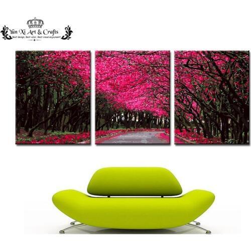 Modern Style Canvas Paintings 3 Piece Decorative Pictures painting by numbers cuadros decoracion Wall Art - Flower road DY017