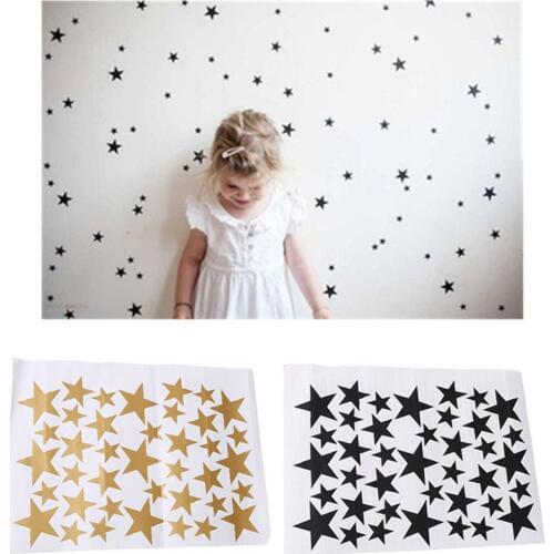 39 Stars Sticker Gold Silver Star Pattern PVC DIY Wall Art Decals for Kids Room Decoration Wall Stickers Home Decor 4 Colors