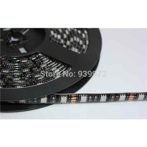 LED Strip 5050 Waterproof IP65 Black PCB board 12V flexible light 60 leds/m 5m/lot,RGB/ White/WW/Red//blue/green