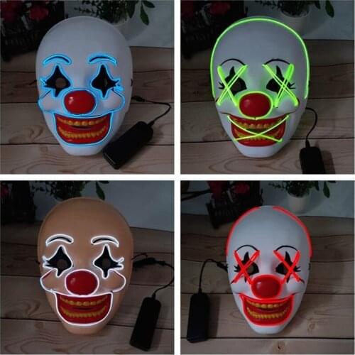 LED glow clown mask terrorist fluorescence luminous dance festival Easter Halloween dress up sell like hot cakes