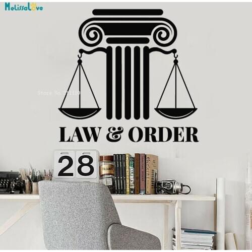 Law-abiding Development Vinyl Wall Decal Scales Of Justice Law Firm Courtroom Lawyer Stickers Removable Mural YT4146