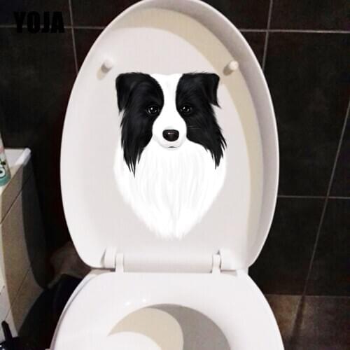 YOJA 16.9×24.7CM Shepherd Dog Hand Drawn Image WC Accessories Toiiet Sticker Home Wall Decor T1-2445