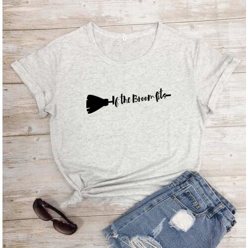 If the broom fits graphic witch women fashion pure cotton casual young t shirt hipster gril gift grunge tumblr tees young tops