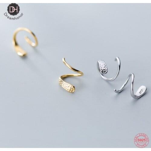 Dreamhonor 925 Sterling Silver Simple Fashion Spiral Clip Earrings On Ear Jewelry