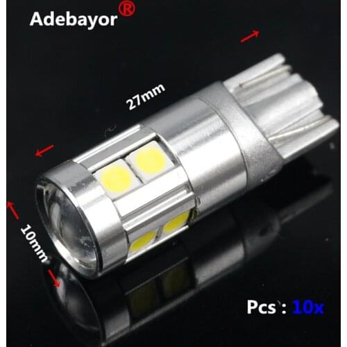 10Pcs T10 194 168 W5W 3030 9 Smd LED Bulb Car Auto Wedge Interior Reverse Signal Light Lamp 12V White