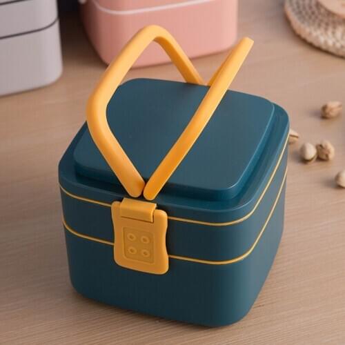 2-layer portable portable lunch box food storage box container tableware microwave lunch box student school office home