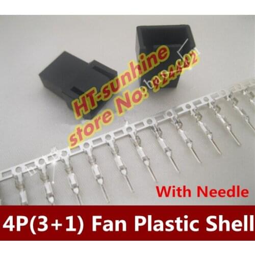 300PCS DIY computer fan plastic shell 4pin plug plastic shell with terminal needle for motherboard Free shipping