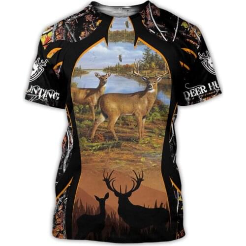 3D Print Summer Fashion Animal Deer Hunting Art Camo Men/Women Leisure O-Neck T-shirts / Beach Shorts / Tanks / Oversized S-244