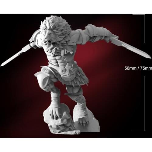 56mm Resin Model Lion Warrior Figure Unpainted DW-016