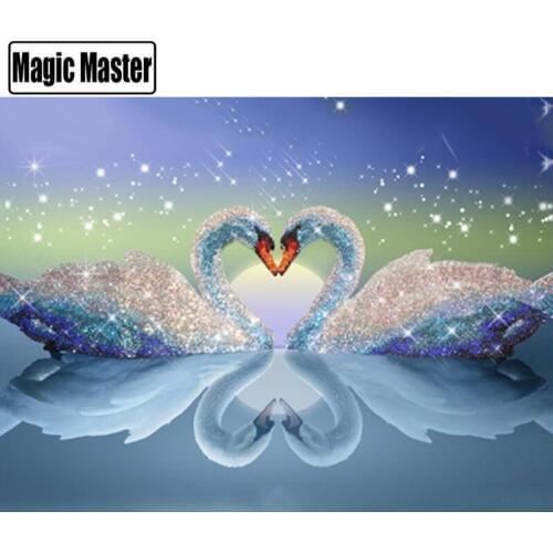 5d diy mosaic art needlework diamond painting swan rhinestone cross stitch animal wedding crystal diamond swans embroidery