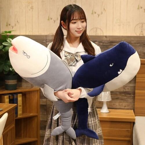 70/90CM Cute Shark Toy Plush Salted Fish Pillow Toy Soft Plush Stuffed Shark Doll Cushion Salted Fish Pillow Birthday Gift