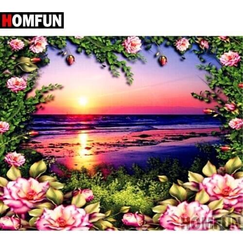 HOMFUN Full Square/Round Drill 5D DIY Diamond Painting "Flower scenery" Embroidery Cross Stitch 5D Home Decor Gift A07528