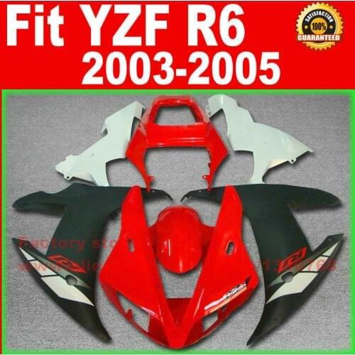 Free Motorcycle body fairings kit for YAMAHA R6 2003 2004 2005 YZF R6 03 04 05 red black fairing part