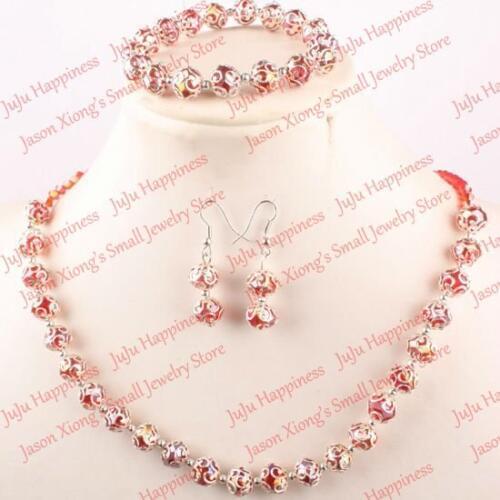 One set Handmade Red AB Crystal Glass Beads Jewelry Set Necklace,Earring and Bracelet 280